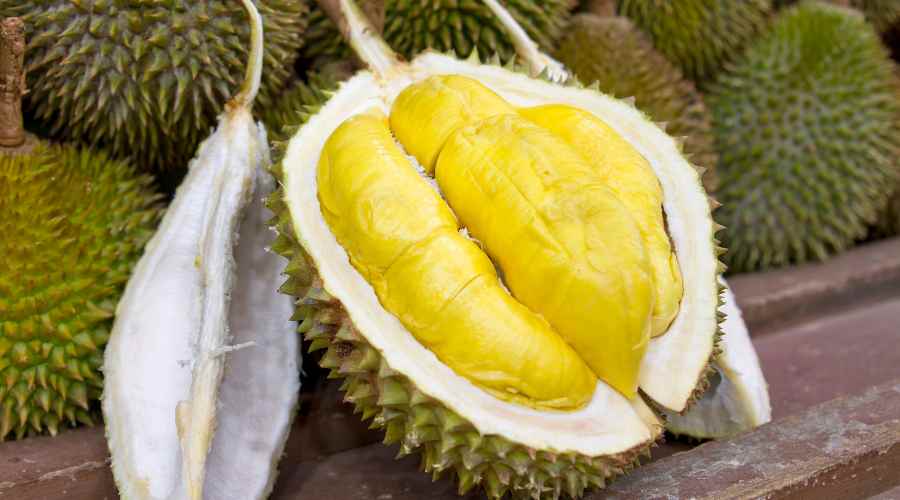 fruto del durian cortado